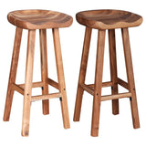 INLIFE Lot de 2 tabourets de bar en bois massif d'acacia, marron, 17,9 kg