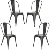 Supfine Chaise de Salle à Manger Lot de 4 Industrielle Vintage Tabouret de Cuisine avec Dossier Hauteur d'assise 44cm, Chaises Empilables Metal pour Intérieure et Extérieure Jardin Bistrot