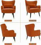 Vesgantti Fauteuil en Velours, Fauteuil à Oreilles pour Salon - Orange