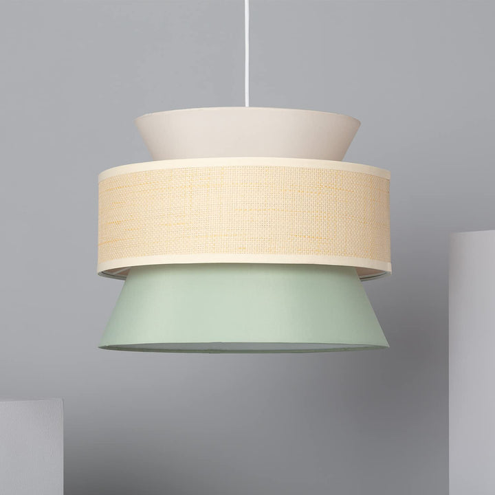 LEDKIA LIGHTING - Suspension Tissu Chulu | Design Élégant et Classique | Compatible Ampoule LED E27 | Utilisation Intérieure IP20 | 1700 mm x 400 mm, Vert, Textile