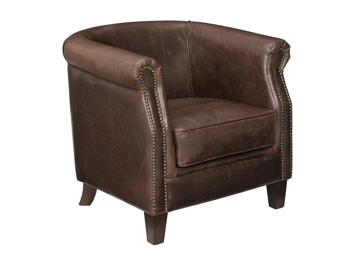 Vente-unique - Fauteuil Club 100% Cuir Vieilli ENGUERRAND Marron