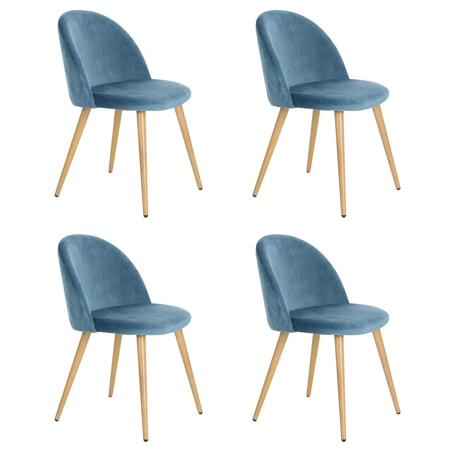 WV LeisureMaster Chaise de Salle à Manger avec Tissu Ergonomique rembourré en Velours sans accoudoirs avec Pieds en métal Chaise d'appoint de Style scandinave Chaise d'invité (Bleu-4PCS)