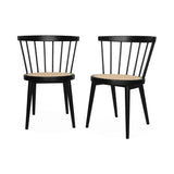 Alice's Home - Lot de 2 chaises Noires en Bois et cannage. Nora. L 54 x P 54 x H 76.5cm
