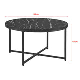 [en.casa] Table Basse pour Salon Meuble Rond Design pour Intérieur Panneau de Particules Mélaminé Acier Revêtu par Poudre 45 x 80 cm Noir Marbre Noir