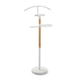 Versa Holstebro Valet de Nuit Multifonctionnel avec 2 Perchoirs Penderie pour Vêtements Homme ou Femme Valet de Chambre, Dimensions (H x l x L) 112 x 28,8 x 46,5 cm, Métal et Bois, Couleur: Blanc