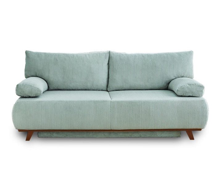 Bestmobilier - Canapé Convertible avec Coffre Cristal en Velours Côtelé - Canapé Lit - Sofa Bleu 3 Places - Salon