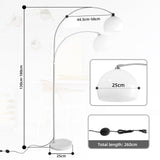 CCLIFE Lampe Lampadaire à arc salon courbée, Lampe arceau moderne en chrome Lampadaire sur pied marbre, Couleur: Blanc, réglable en hauteur 130-180cm