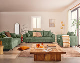 Lisa Design - Rune - canapé Droit 3 Places en Velours texturé, Vert Sauge