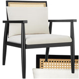 TecTake® Fauteuil Relax Fauteuil Salon Confortable en Bois Massif & Cannage, avec Coussins & Accoudoirs pour Salle à Manger, Salon, Chambre, Chaise Bureau, Allaitement, TV