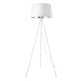 Lampadaire Trépied Moderne Stylé Lampe sur Pied Design E27 Métal Textile Hauteur 150 cm Blanc Argenté