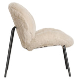 Happy Garden Fauteuil en Fausse Fourrure Beige Sacha – Chaise d'appoint 1 Place – Assise rembourrée – Structure Acier