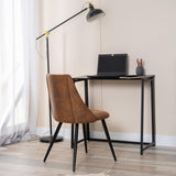 MEUBLE COSY Lot de 4 Chaises de Salle à Manger Rétro Fauteuil Assise rembourrée en suédine Pieds en métal pour Cuisine Salon Chambre Bureau, Style Industriel, Marron, 52,5x49,5x83cm