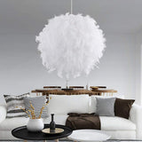 iDEGU Lustre Suspension Ø 30cm Lustre Plume Blanche Suspension Luminaire pour Chambre