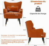 Vesgantti Fauteuil en Velours, Fauteuil à Oreilles pour Salon - Orange