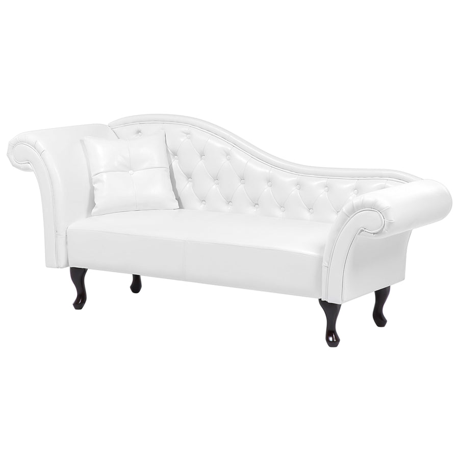 Chaise Longue Méridienne Chesterfield Côté Droit en Cuir PU Blanc pour Salon Glamour et Vintage Beliani