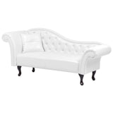 Chaise Longue Méridienne Chesterfield Côté Droit en Cuir PU Blanc pour Salon Glamour et Vintage Beliani