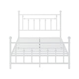 MUTICOR Lit métal 140x200 cm avec tête et Pied de lit, Rangement, Blanc