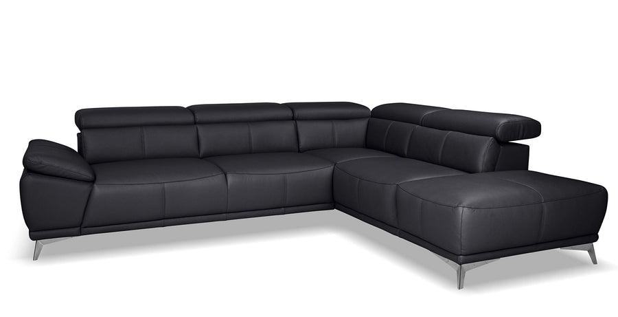 Mivano Felipe Divan, Cuir véritable : Noir, 292 x 93 x 224 cm