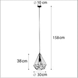 Qazqa carcass - Suspension - 1 lumière - Ø 270 mm - Doré/Laiton - Design, Moderne - éclairage intérieur - Salon I Chambre I Cuisine I Salle à manger