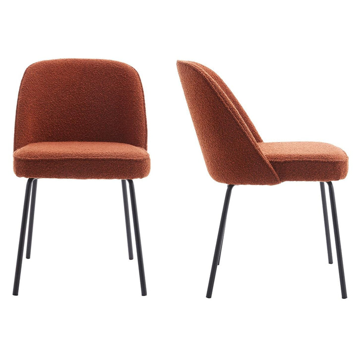 HOMIFAB Lot de 2 chaises de Salle à Manger en Tissu bouclé Rouille, piètement Noir - Olden