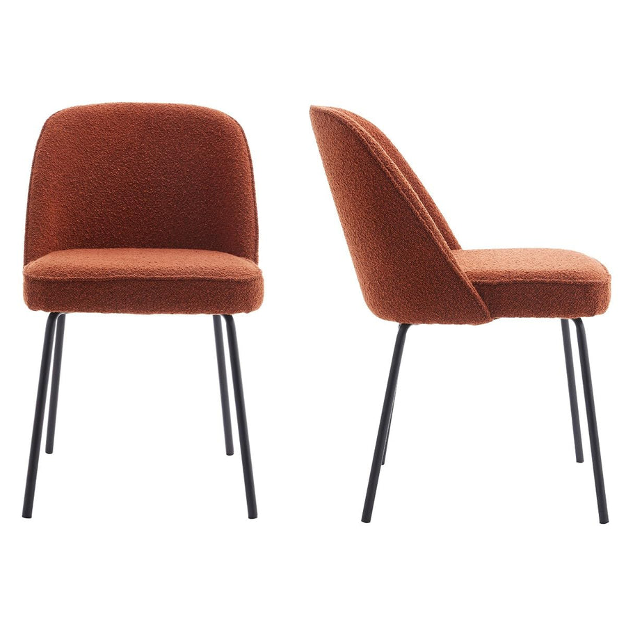 HOMIFAB Lot de 2 chaises de Salle à Manger en Tissu bouclé Rouille, piètement Noir - Olden HOMIFAB Lot de 2 chaises de Salle à Manger en Tissu bouclé Rouille, piètement Noir - Olden