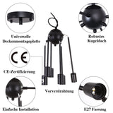 MRHYSWD Luminaire Plafonnier Noir Industriel Vintage Moderne, 6 LumièRes De Lustre Plafonnier E27 Chambre Salon Salle De Bain Cuisine Couloir Salle à Manger Paille Entree, Sans Ampoules