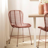 KLAST Chaise de Salle à Manger Leo en Rotin de Couleur Terracotta et Pieds en Métal, Design Artisanal Unique pour Ajouter Une Touche de Charme à Votre Intérieur