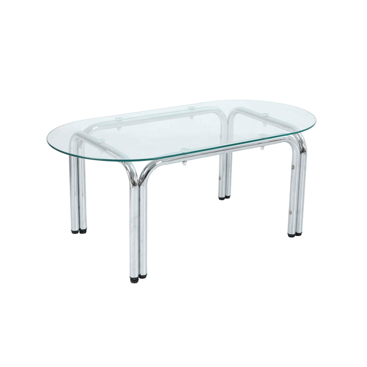 Oviala Table Basse Ovale en Verre trempé Transparent Oviala Table Basse Ovale en Verre trempé Transparent