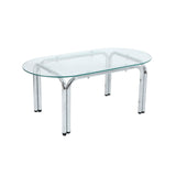 Oviala Table Basse Ovale en Verre trempé Transparent