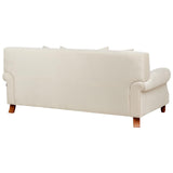 Canapé Fixe 2 Places en Velours Blanc Cassé avec Pieds en Bois et Rembourrage Moelleux pour Salon Design Glamour Beliani