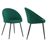 Happy Garden Lot de 2 chaises Vintage Diane en Velours Vert, Pieds en métal