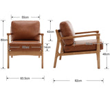 Ya-Home Fauteuils de Salon Rétro avec Accoudoir Fauteuil Chambre en Cuir PU avec Pied en Bois, Fauteuil Confortable pour Salon, Marron