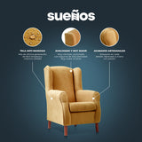 Sueños ZZZ Carla Fauteuil à oreilles tapissé en tissu anti-taches Couleur beige 104 x 77 x 75 cm Idéal pour lire, regarder la télévision ou allaiter