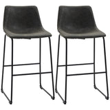 HOMCOM Lot de 2 tabourets de Bar Design Vintage Hauteur 73 cm avec Repose-Pieds métal et revêtement synthétique - Gris foncé