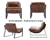 chairus Fauteuil de Loisirs en Cuir PU Modern Chaise de Relaxation pour Salon Fauteuil de Chambre avec Cadre en Métal (Marron)