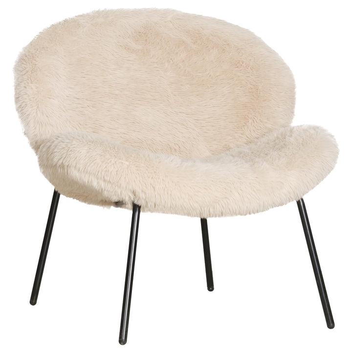 Happy Garden Fauteuil en Fausse Fourrure Beige Sacha – Chaise d Happy Garden Fauteuil en Fausse Fourrure Beige Sacha – Chaise d'appoint 1 Place – Assise rembourrée – Structure Acier