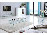 Vente-unique - Table Basse STILEOS - Double Plateau - Verre trempé