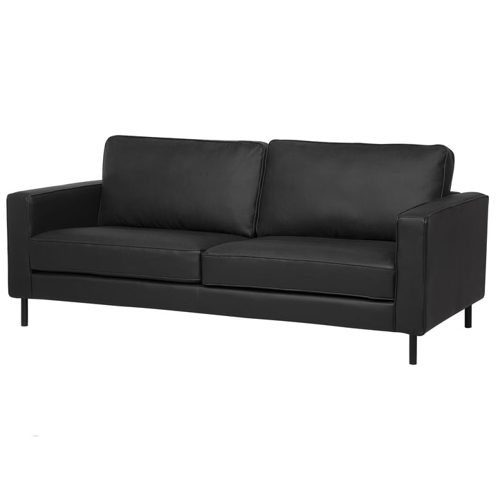 Canapé Fixe 3 Places en Cuir Fendu Noir Confort Optimal pour Salon au Design Moderne Beliani Canapé Fixe 3 Places en Cuir Fendu Noir Confort Optimal pour Salon au Design Moderne Beliani