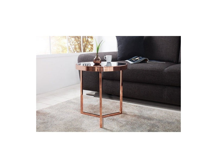 Lnxp Table basse design ronde en verre Cuivre noir Rétro Art Déco Lnxp Table basse design ronde en verre Cuivre noir Rétro Art Déco