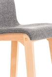 CLP Lot De 2 Tabourets De Bar Design avec Dossier Et Assise en Tissu I Piètement en Bois I Repose-Pieds I Hauteur Assise 77 cm, Couleur:Gris Clair