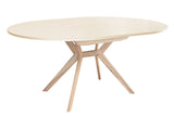 Ragaba, Biju, Table de Salle à Manger Ronde, 110 cm, Table de Salle à Manger pour 6 Personnes, Frêne Massif et Plateau MDF, Peu encombrante, Extensible, Blanc Craie