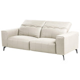 Beliani Canapé Moderne en Tissu 3 Places Appuie-Tête Réglable Dossier Rabattable Pieds en Métal Beige Clair Ommel