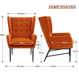 chairus Fauteuil Salon en Velours Chaise Rembourrée Chaise Longue de Relaxation pour Chambre Chaise d'appoint avec Accoudoirs (Orange)