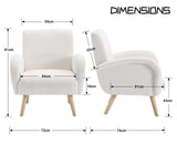 chairus Fauteuil de Loisirs en Fausse Fourrure Modern Chaise de Relaxation pour Salon Sofa de Chambre avec Pieds en Bois (Blanc)