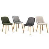 Goeurvant Chaises Salle à Manger Pieds Bois Lot de 4, Chaises Lin de Cuisine avec Dossier, Chaises Salon Modernes et Moelleuse, Vertes