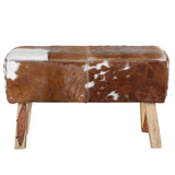 SP1941E Tara Tabouret en fourrure avec aspect peau de vache Marron et blanc 78 x 35 x 46 cm (largeur/profondeur/hauteur) en bois massif & fourrure véritable Design turbock moderne Banc rembourré