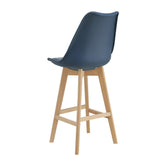 [en.casa] Lot de 2 Tabourets de Bar avec Dossier et Repose-Pied Siège Rembourré Plastique Similicuir Hêtre 105 x 48 x 58 cm Bleu