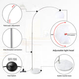 CCLIFE Lampe Lampadaire à arc salon courbée, Lampe arceau moderne en chrome Lampadaire sur pied marbre, Couleur: Blanc, réglable en hauteur 130-180cm