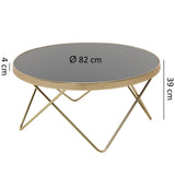 FineBuy Design Table Verre métal ø 82 cm Noir/Or | Table du canapé Moderne | Table Basse en Verre Table | Table de Salon Rond