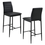 Lot de 2 Tabourets de Bar Chaises Rembourrées PU Similicuir avec Pieds en Acier et Hauteur d'Assise 66 cm Noir